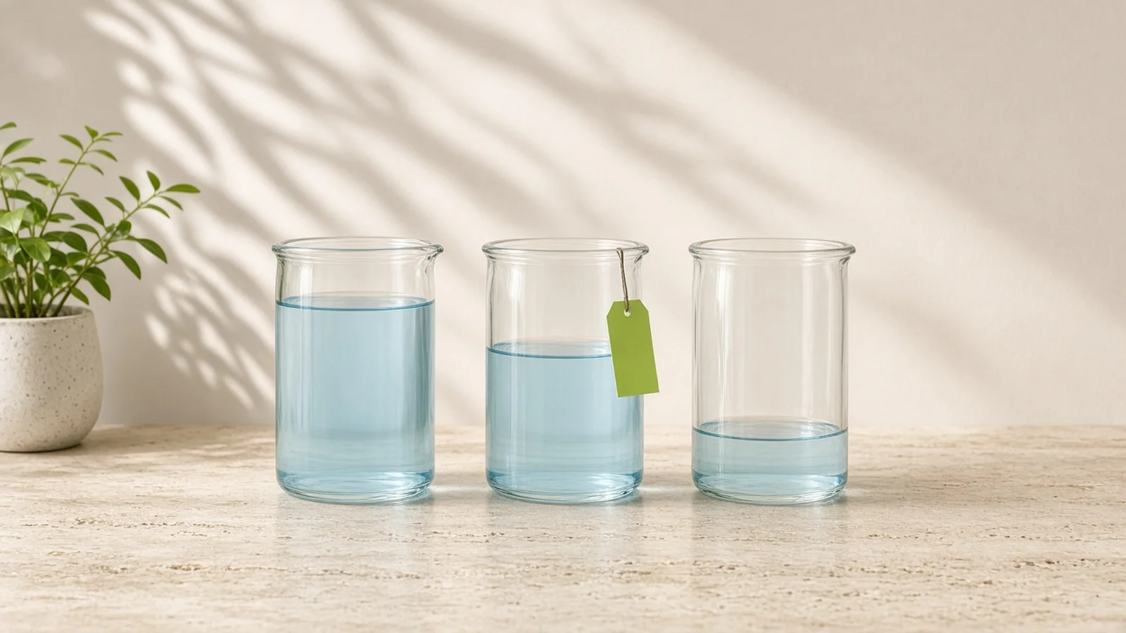 Three glass jars with different water levels, like AI subscription quotas