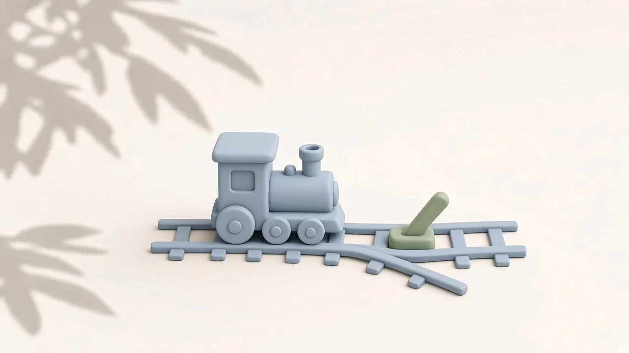 DeepSeek API for Claude Code cover: a pale blue clay toy train at a green track switch, one tool sent down a different line