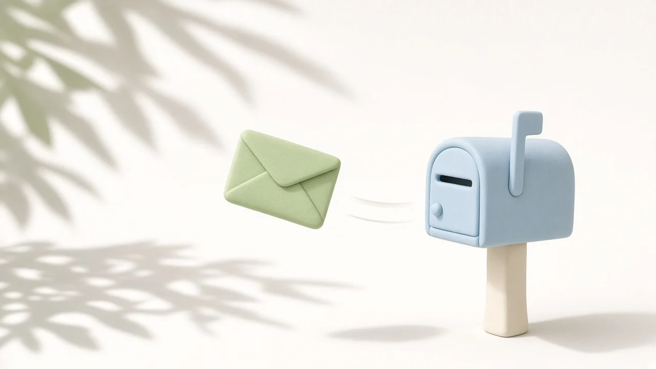 There's an issue with the selected model: a pale green clay envelope bouncing back from a pale blue clay mailbox, like a request sent to the wrong address