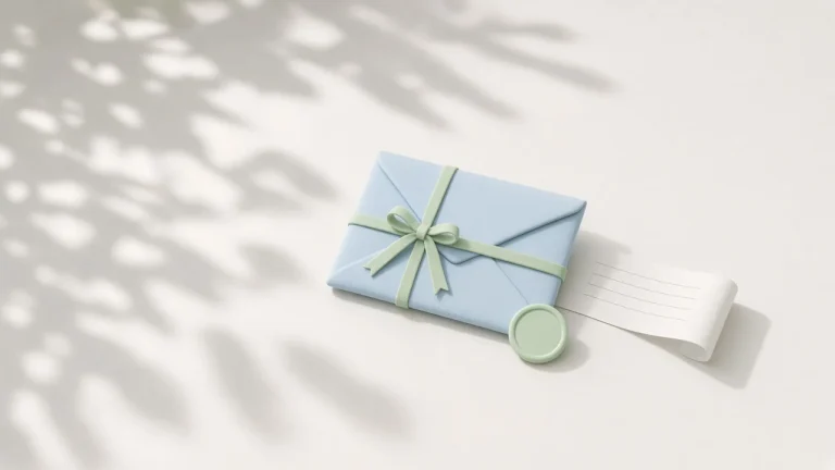 Claude Max API credits cover: an unopened pale blue envelope tied with a green ribbon next to a blank subscription receipt