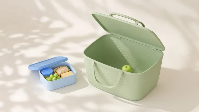 Google AI Pro vs Ultra as a neatly packed small blue lunchbox next to a huge, almost empty green picnic hamper