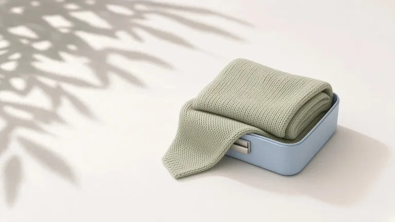 Mac mini for local LLMs: a large pale green knitted blanket packed into a small pale blue box