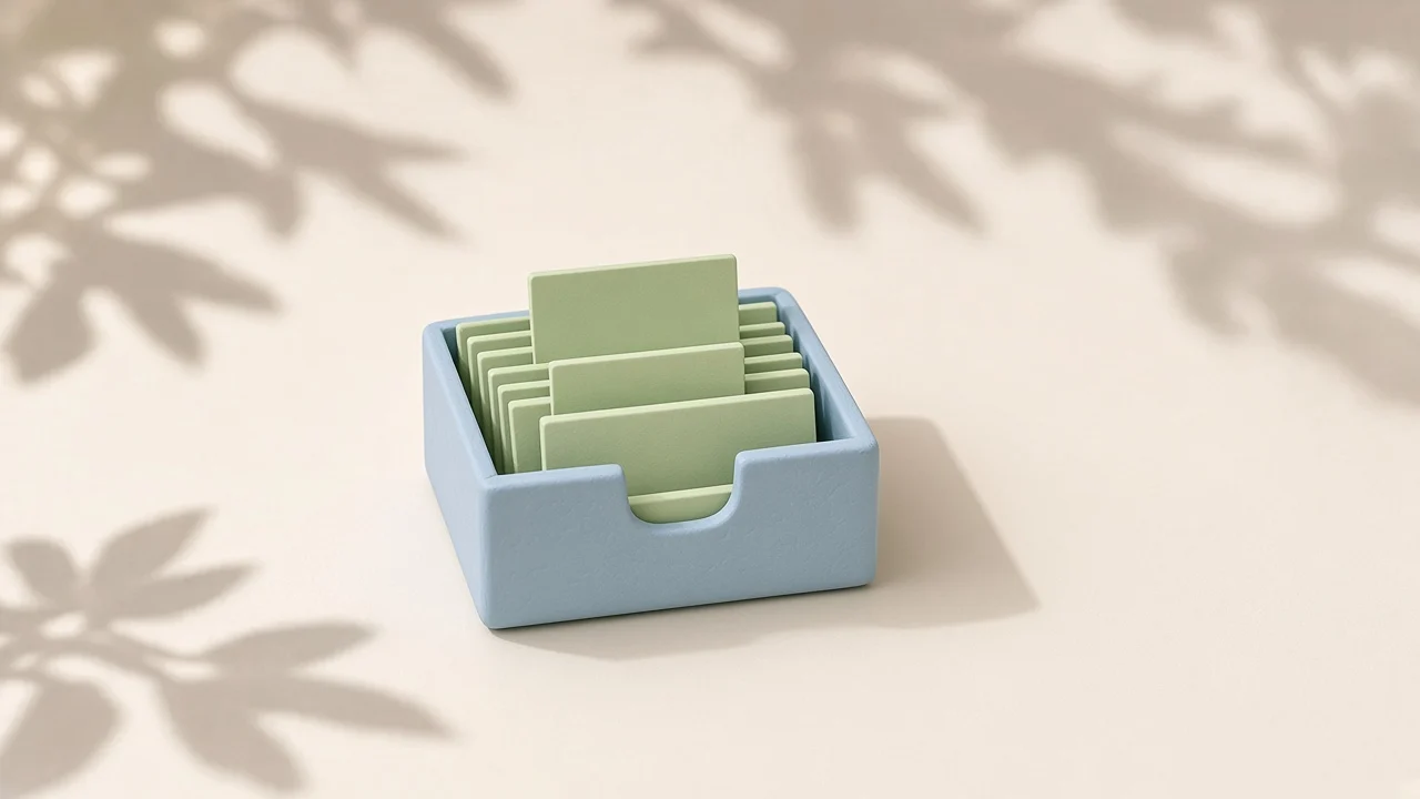 OpenAI Codex error codes quick lookup: a pale blue clay card catalog box filled with light green index cards, one card raised above the rest