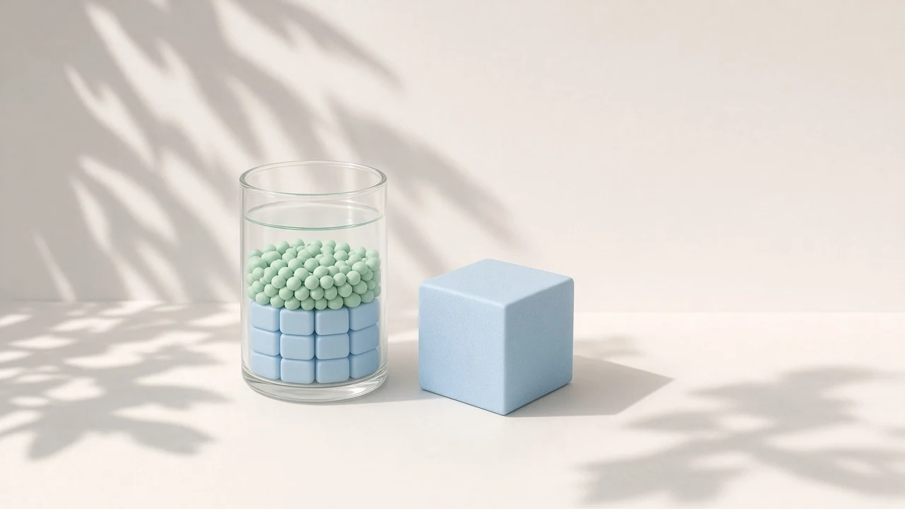 RTX 5090 for AI cover: a glass jar filled to the line with blocks and pebbles, one big block left outside